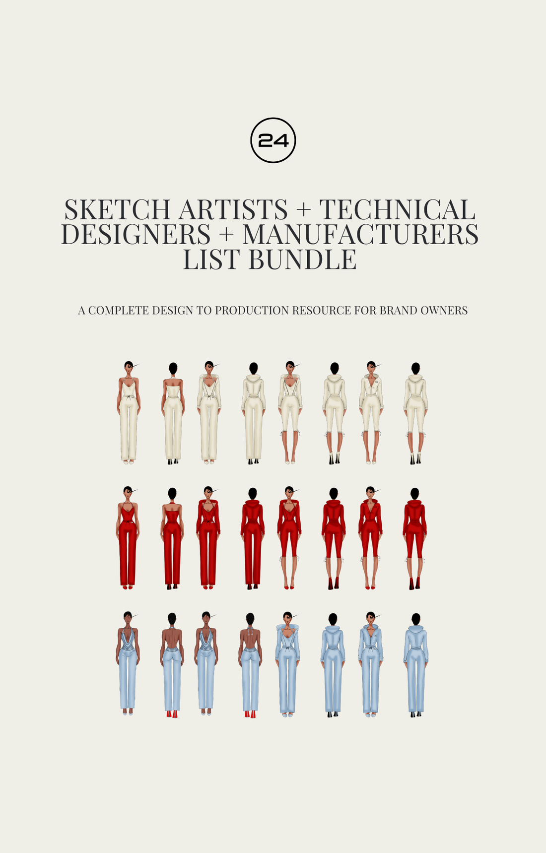 Sketch Artists + Technical Designers + Manufacturers List Bundle